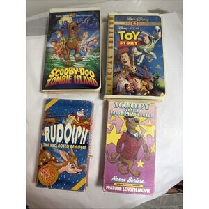 Lot of 4 VHS TAPES 2 Scooby Doo Rodolph The Red Nosed Reindeer Toy Story  + Case